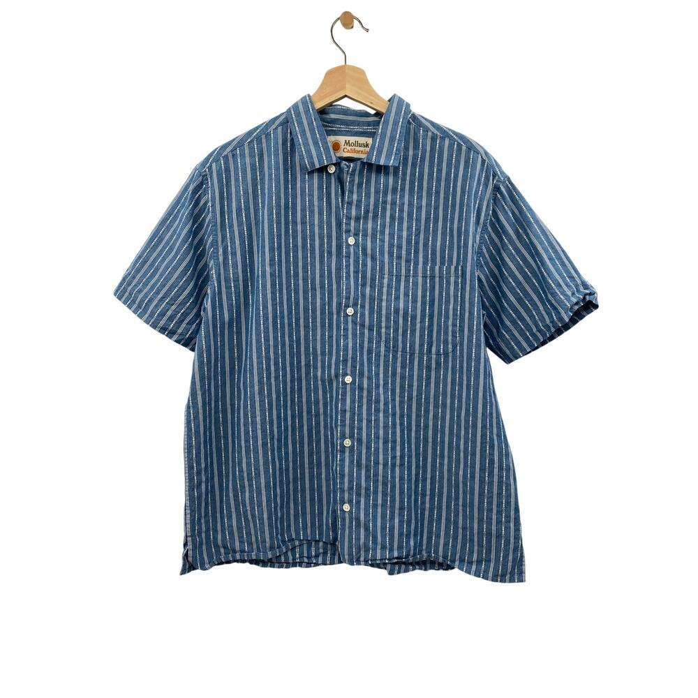 Mollusk california blue striped casual button down short sleeve